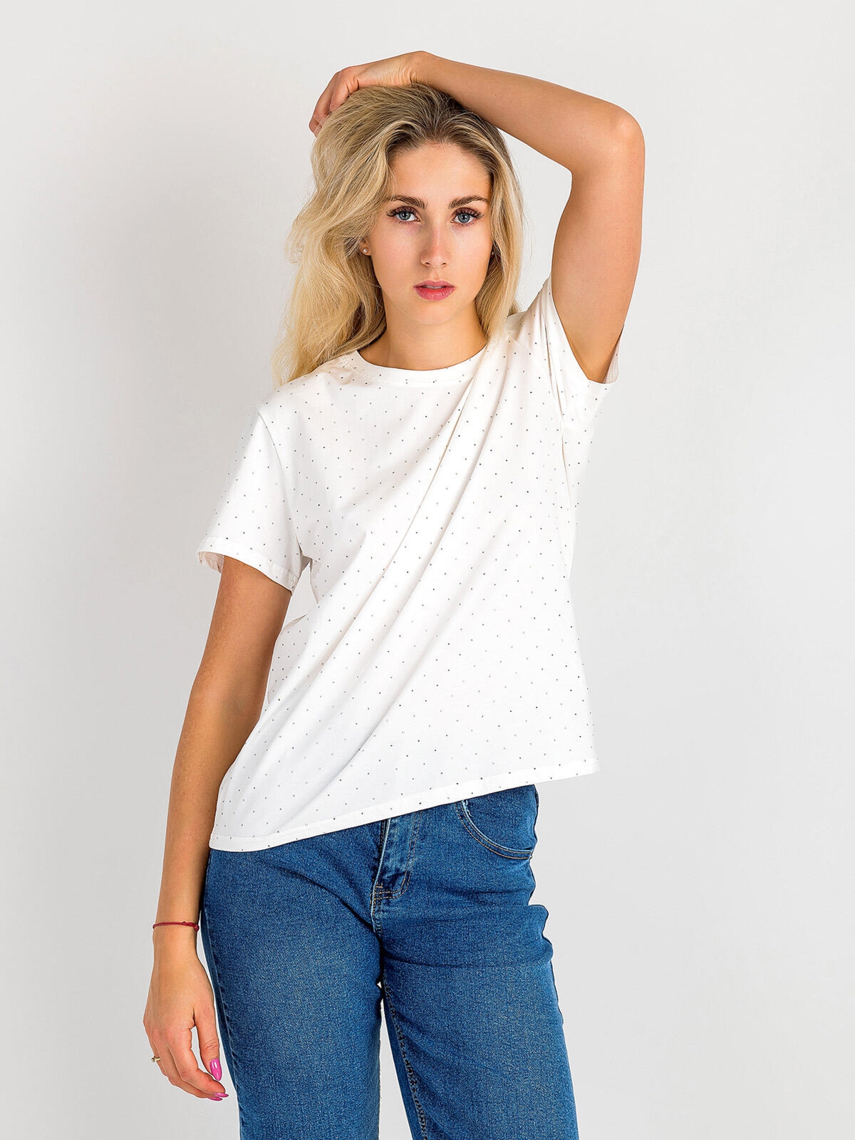 Bluzka bawełniana z cyrkoniami