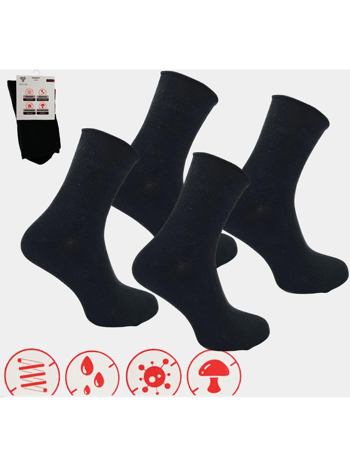 Skarpety bezuciskowe czarne 2-pak 43-46