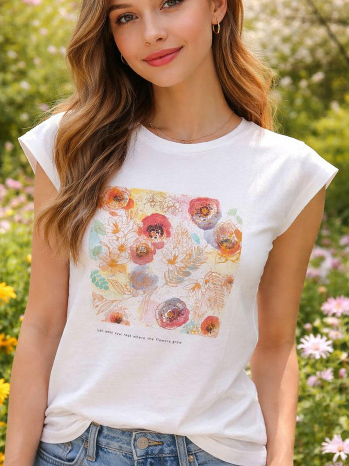 Bawełniany t-shirt z nadrukiem