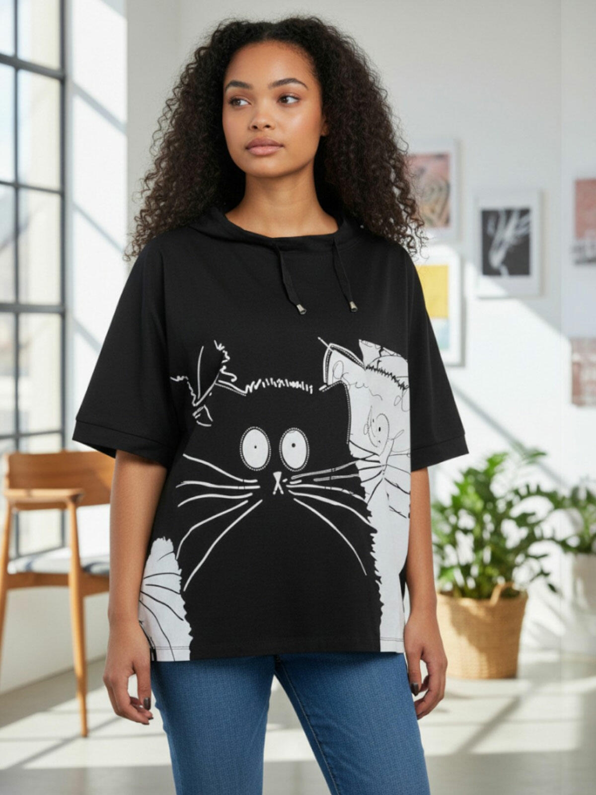 Bluzka z nadrukiem i wiązaniem