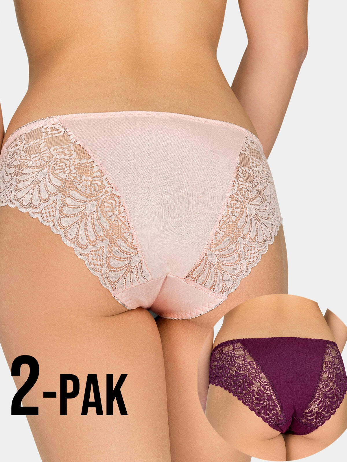 Majtki bawełniane z koronką 2-pak S