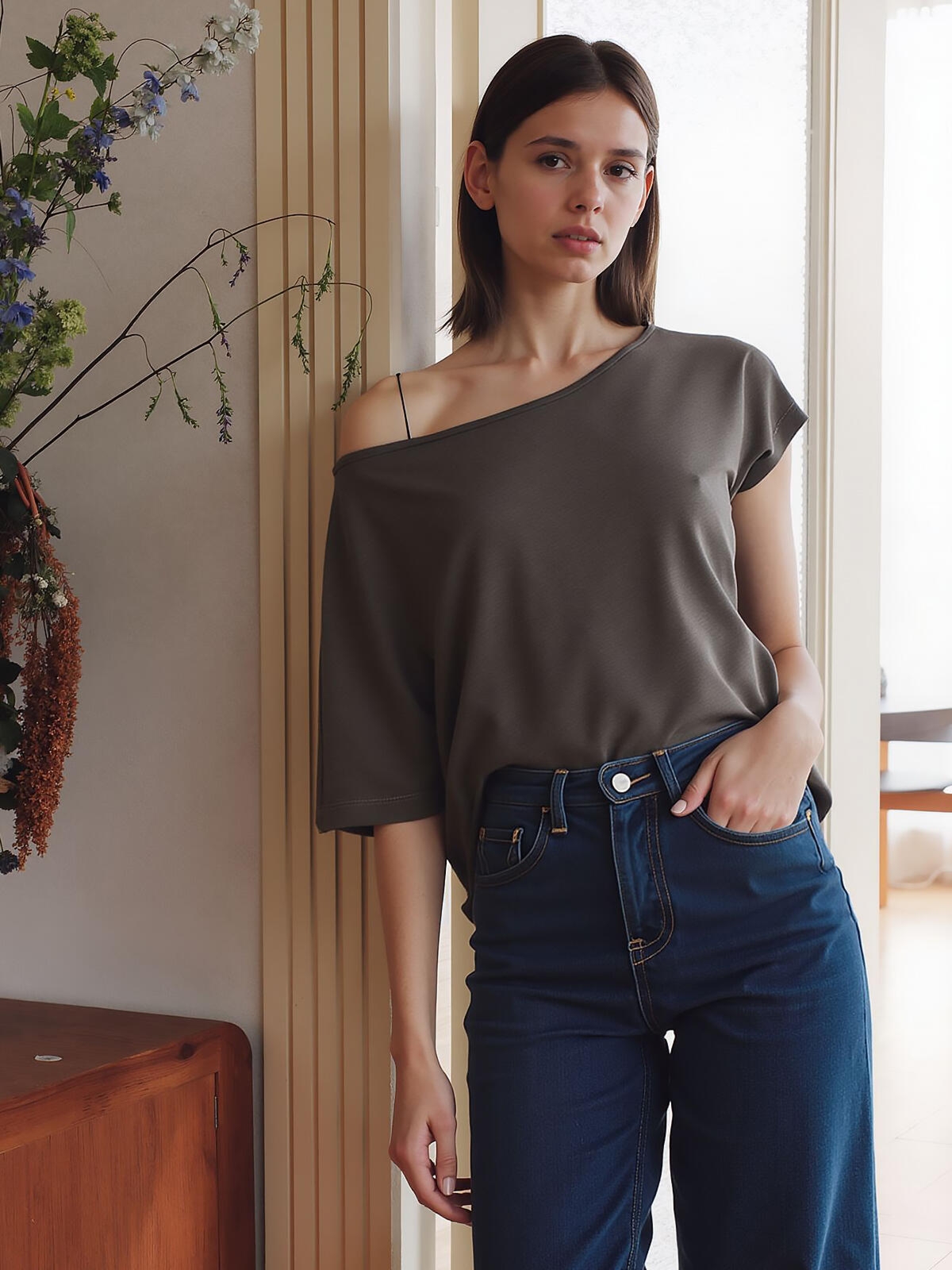 Asymetryczna bluzka z wiskozą