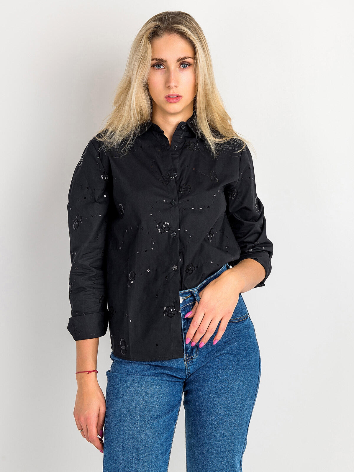 Koszula bawełniana z cekinami