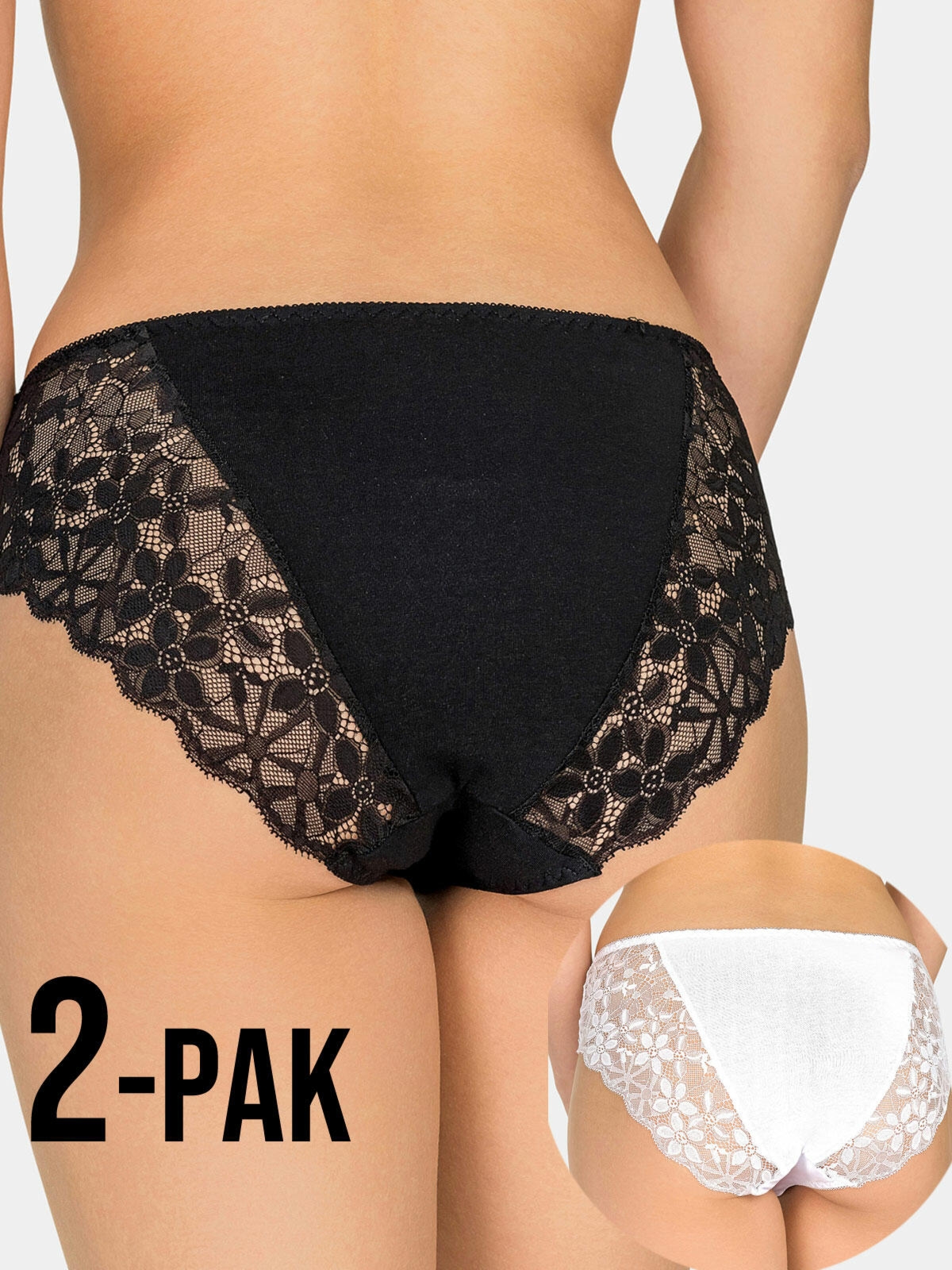 Majtki bawełniane z koronką 2-pak L