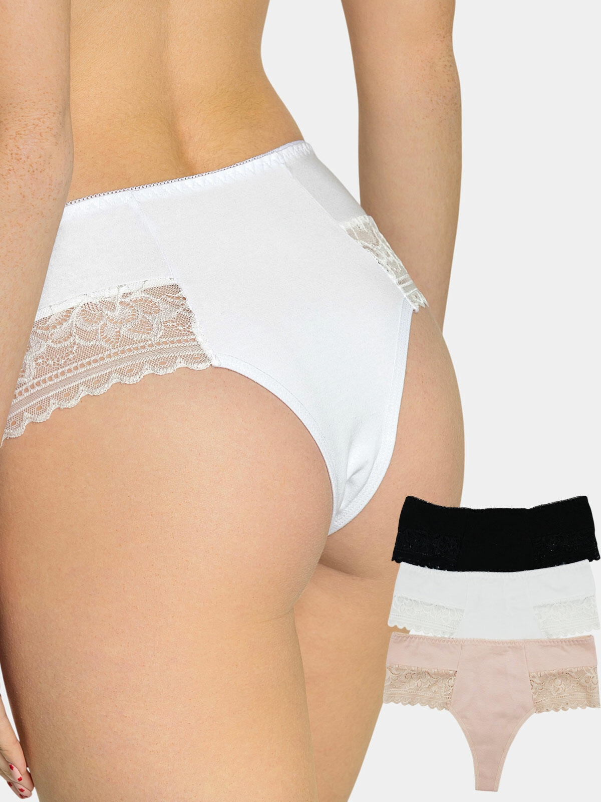 Stringi z koronką 3-pak L