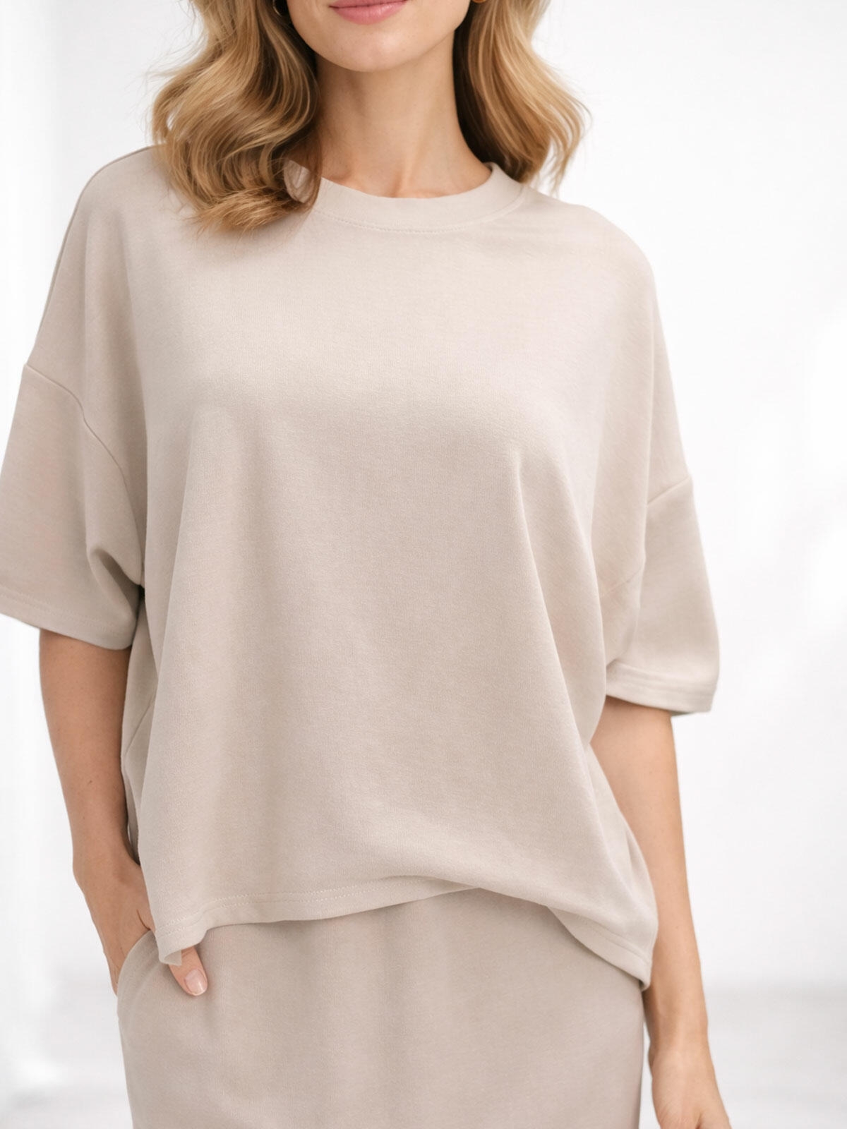 Bluzka oversize z dodatkiem bawełny