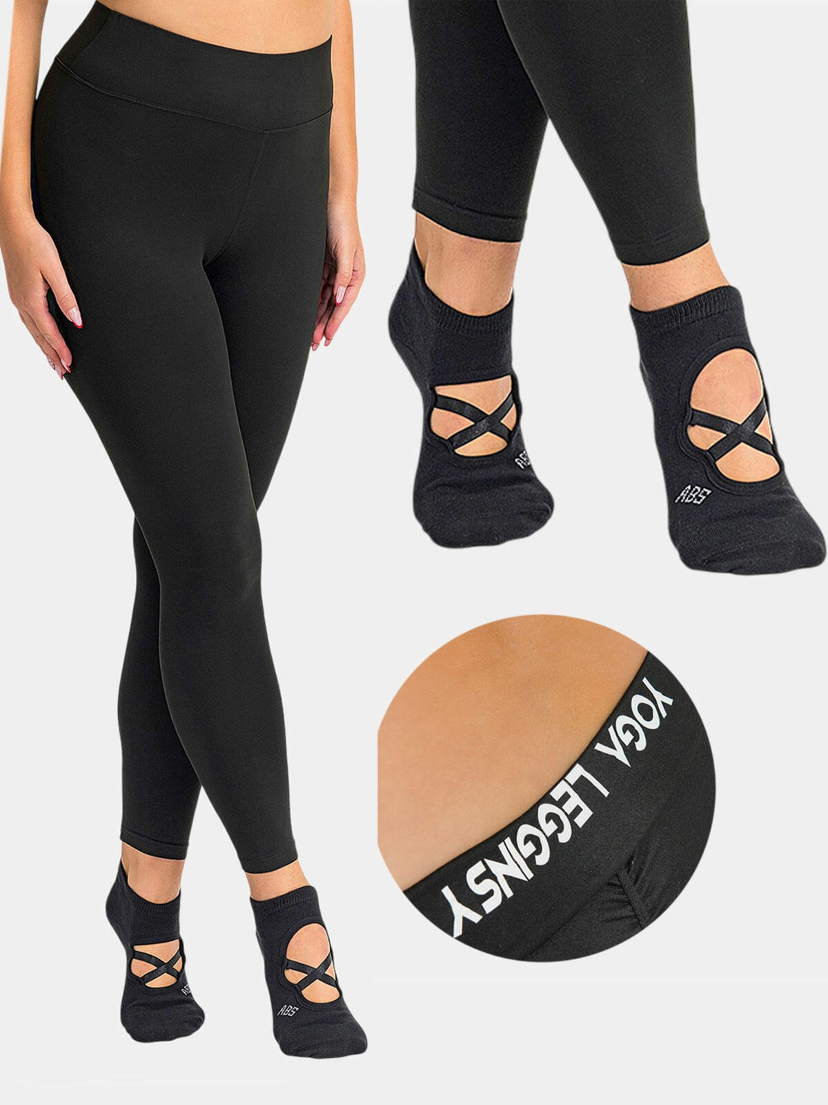 Komplet joga – legginsy 2XL i skarpety ABS czarne