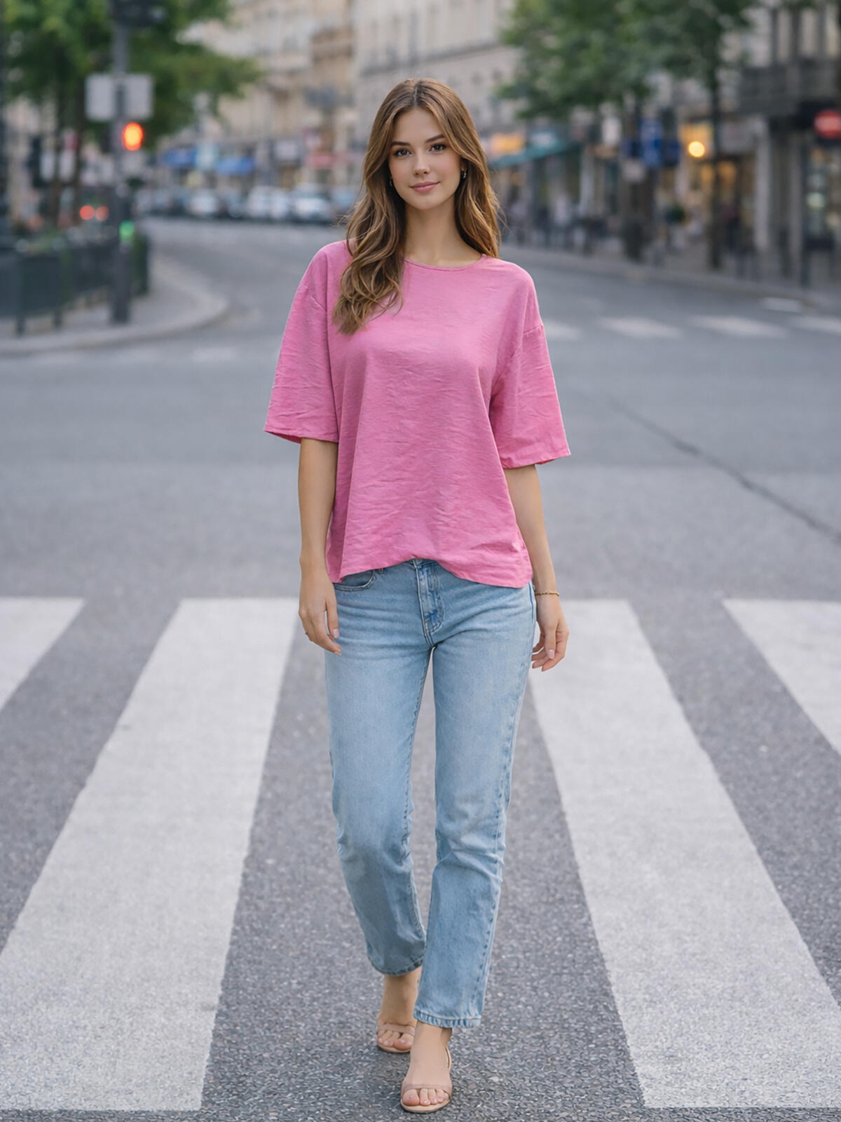 Luźna bluzka z teksturą