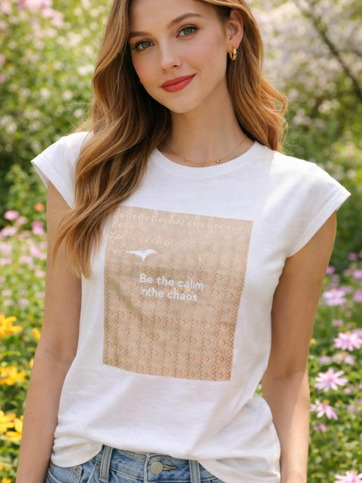 T-shirt z połyskującym nadrukiem