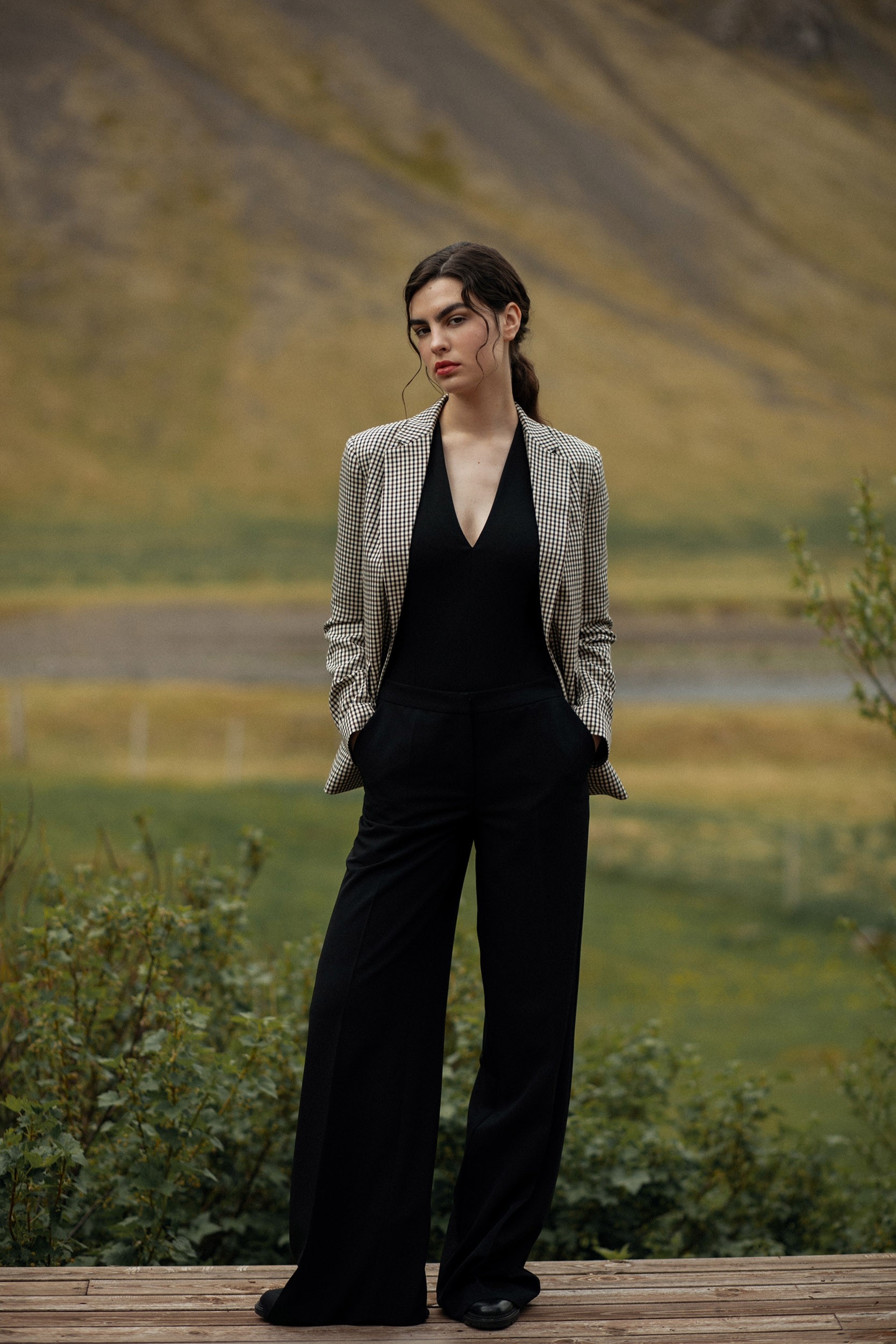 Eleganckie spodnie z szerokimi nogawkami - Czarne - Rozmiar: XL