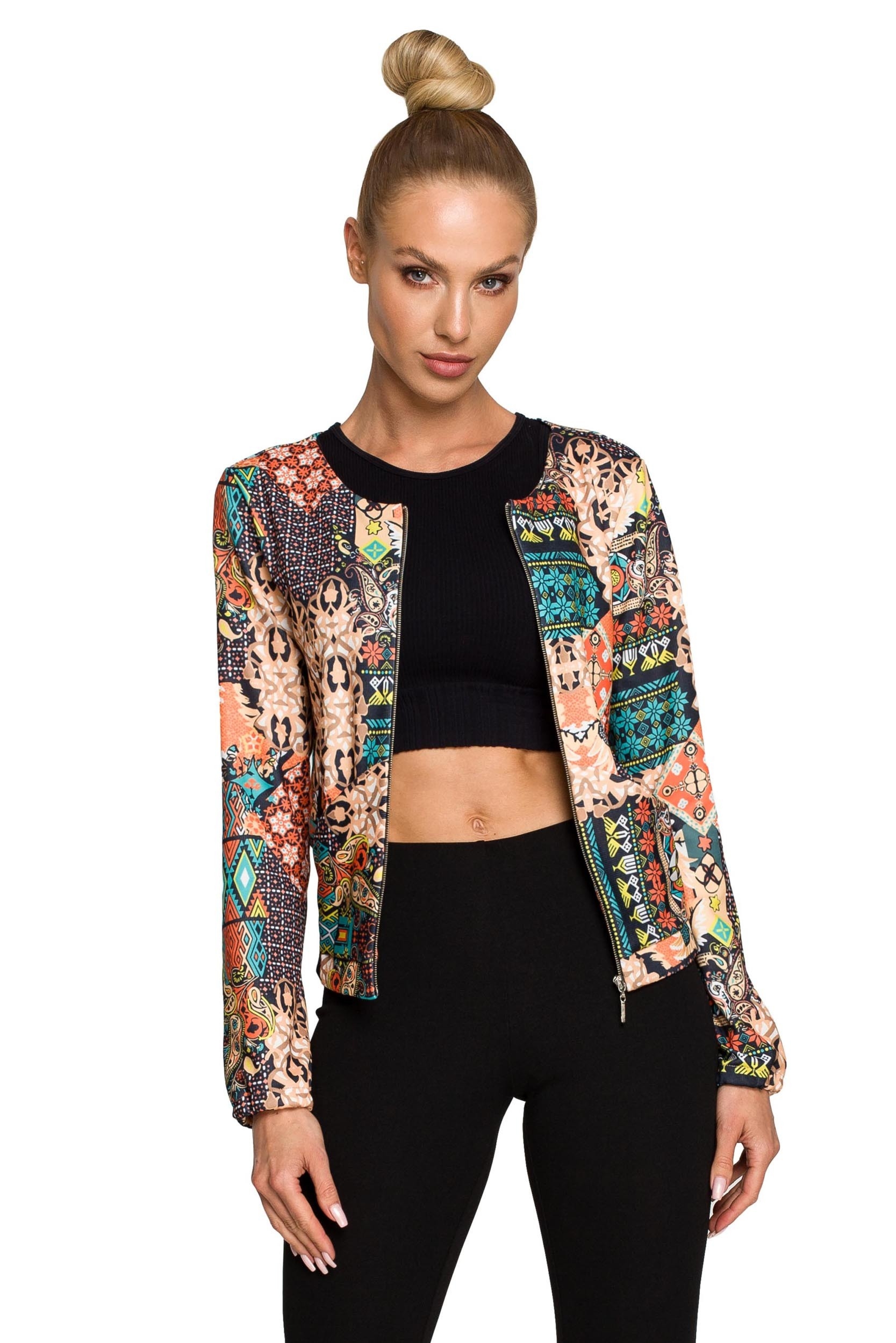 Nowoczesna kurtka z modnym printem - Rozmiar: M