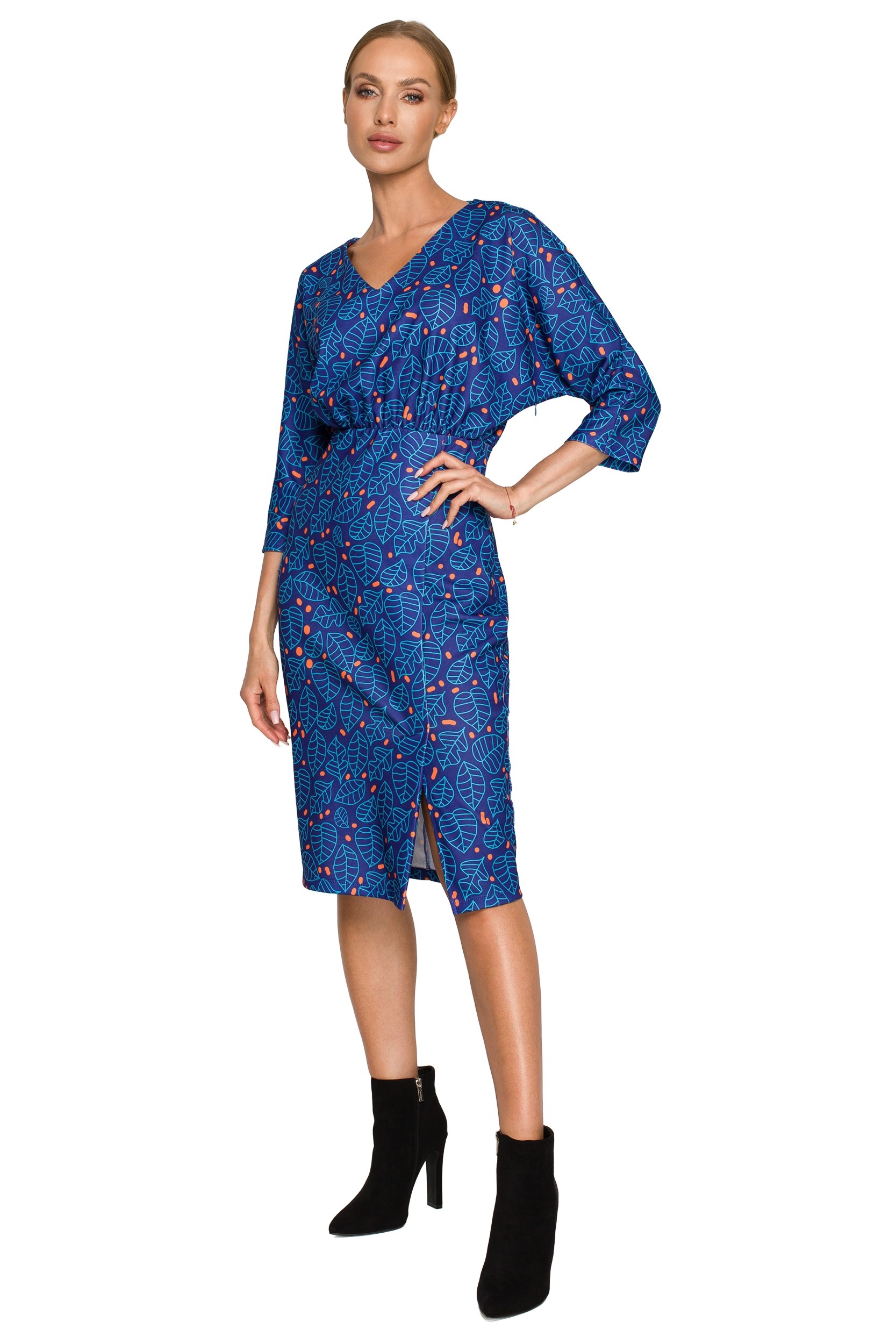 Wzorzysta wizytowa sukienka ołówkowa- wzór 1 - Rozmiar: L