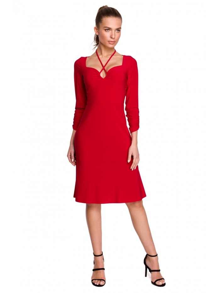 Sukienka na wesele z dekoltem w kształcie serce - czerwona - Rozmiar: M