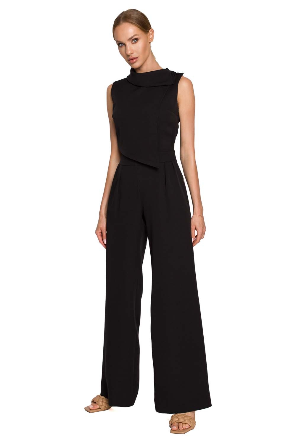 Stylowy kombinezon bez rękawów - czarny - Rozmiar: L