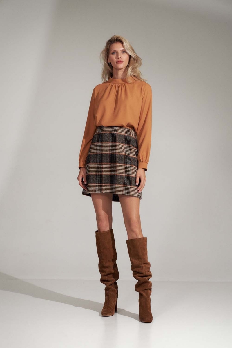 Trapezowa krótka spódnica w kratę - Rozmiar: L