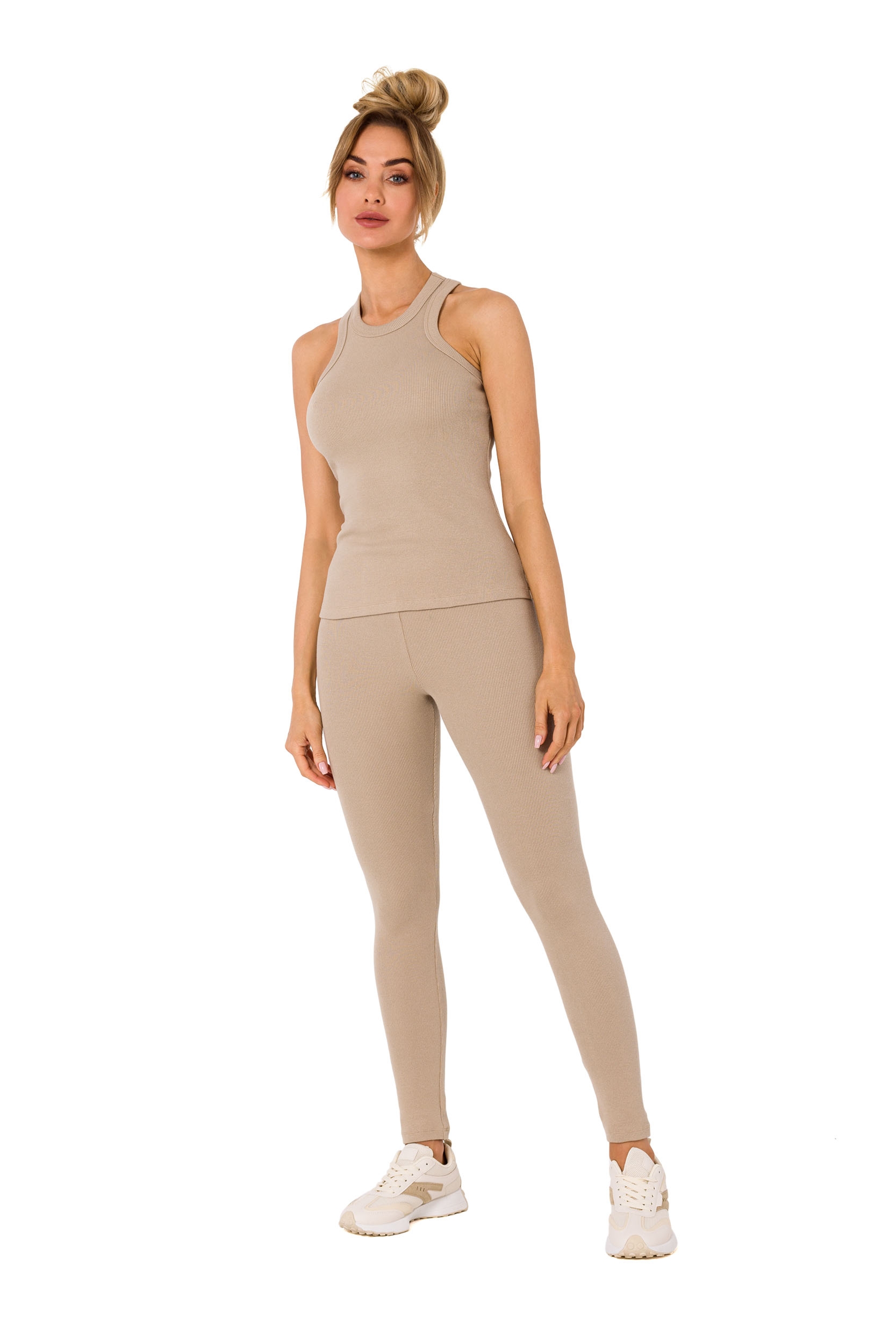 Damska bokserka z dzianiny – beżowa - Rozmiar: L