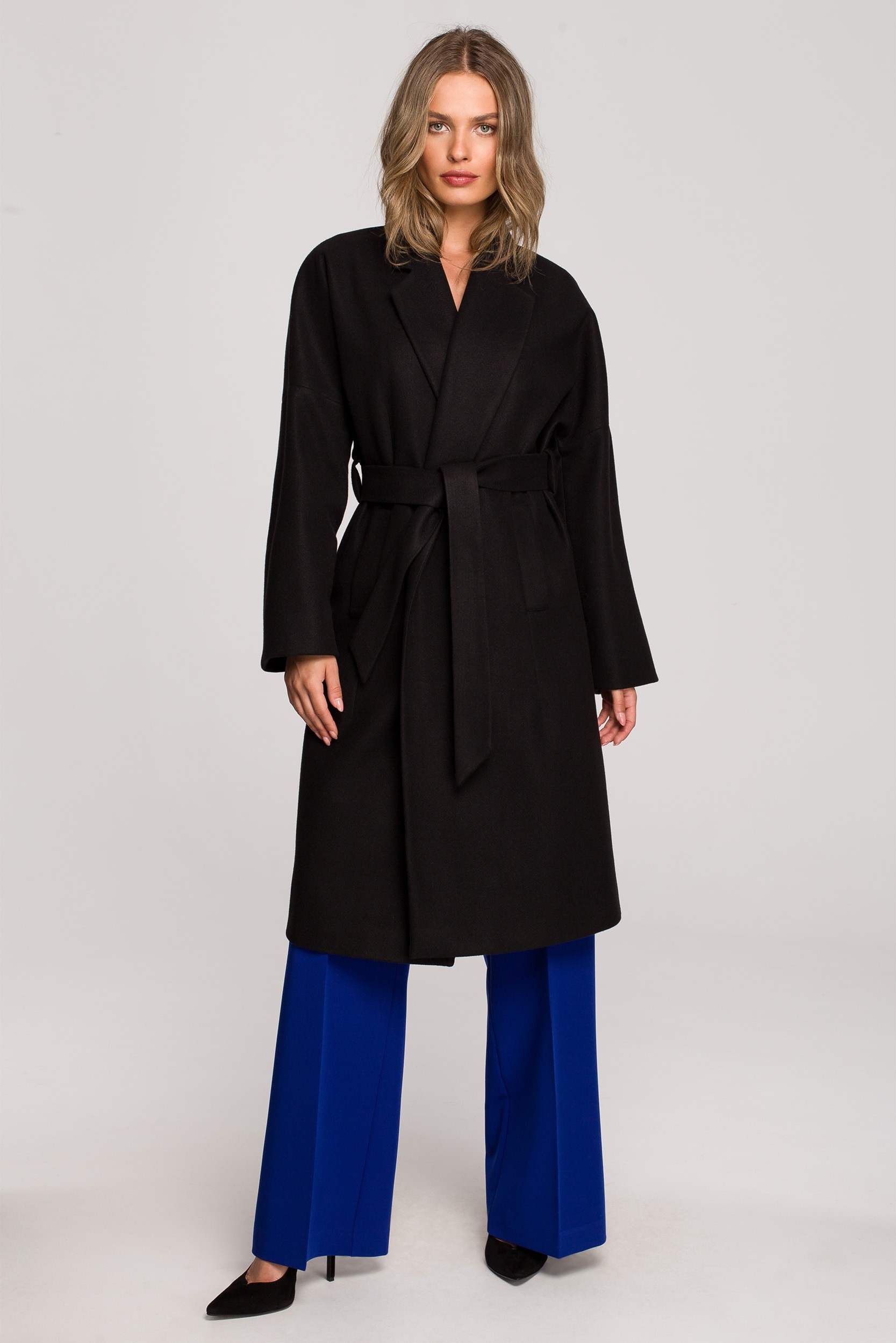 Płaszcz flauszowy - Czarny - Rozmiar: L/XL