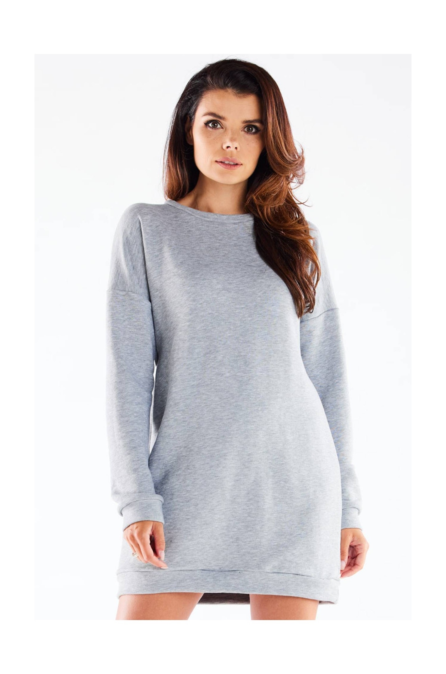 Mini sukienka z wycięciem na plecach - szara - Rozmiar: M