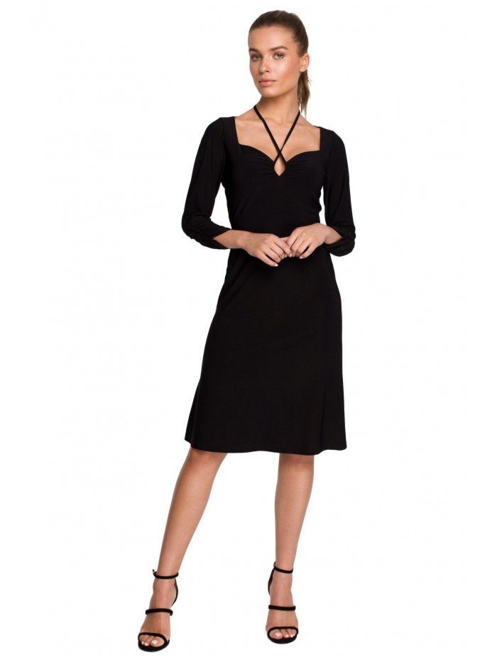 Sukienka na wesele z dekoltem w kształcie serce - czarna - Rozmiar: M