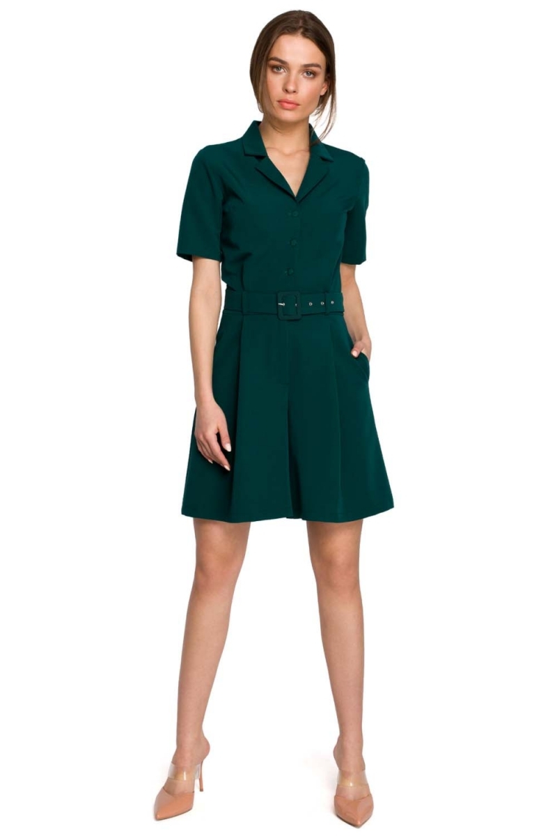 Kombinezon damski z krótkimi nogawkami - zielony - Rozmiar: M
