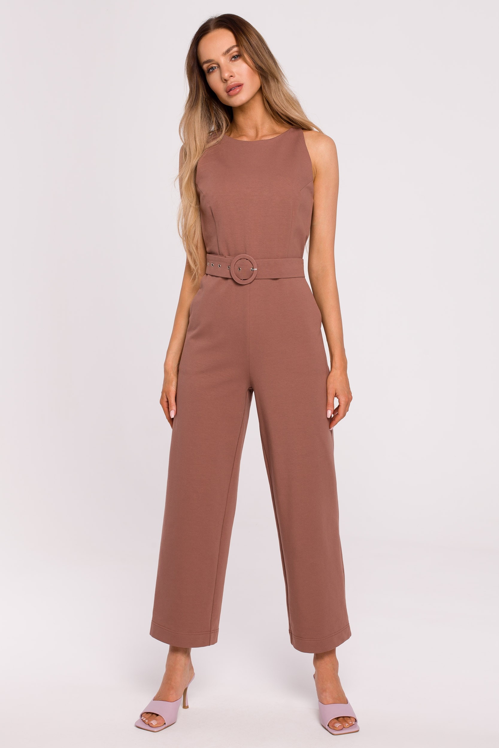 Kombinezon bez rękawów - czekoladowy - Rozmiar: M