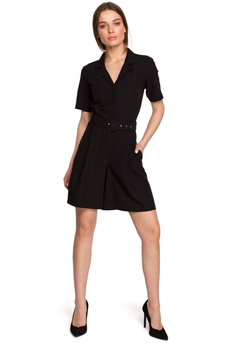 Kombinezon damski z krótkimi nogawkami - czarny - Rozmiar: XL