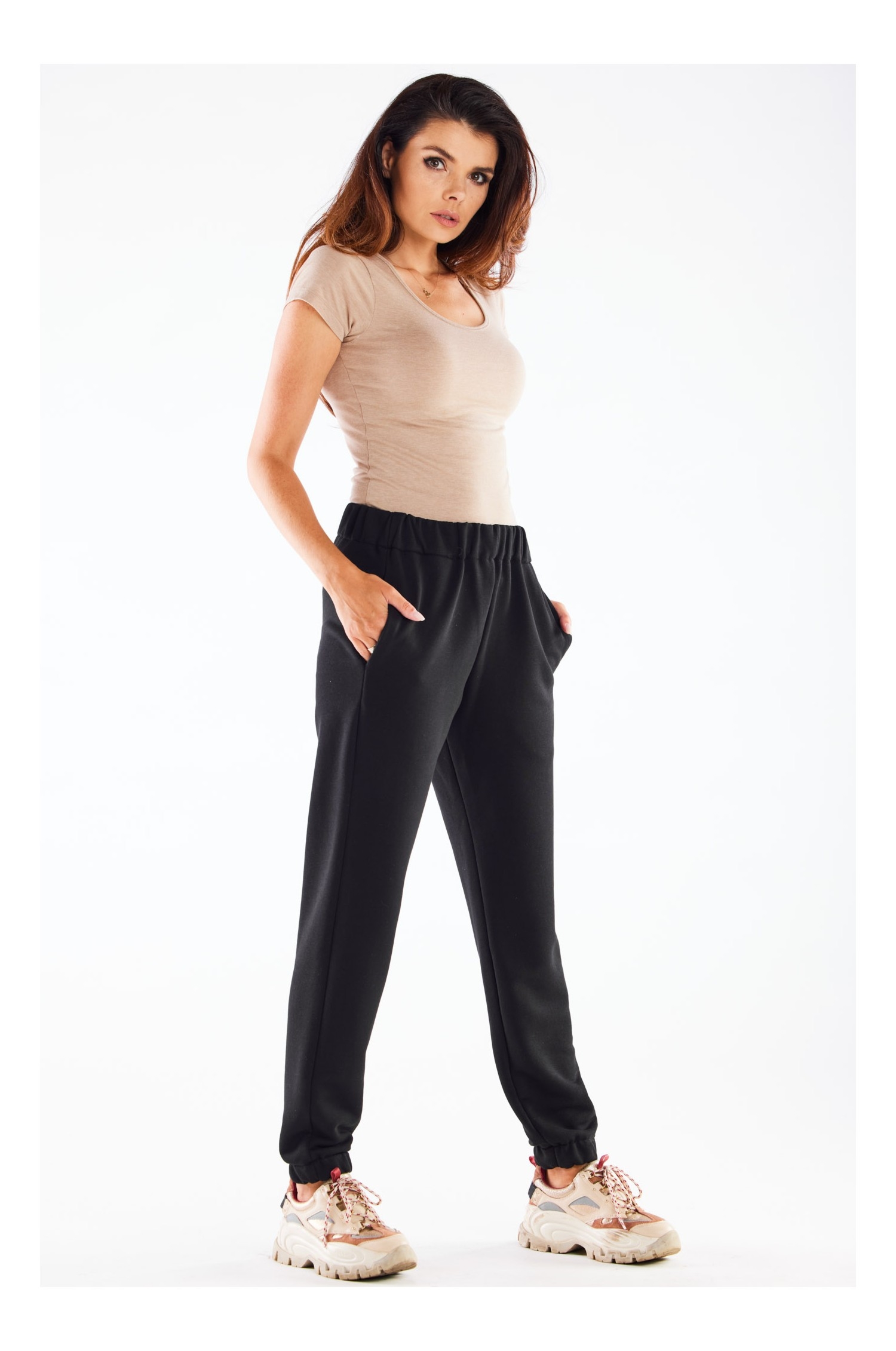 Bawełniane spodnie o luźnym kroju - czarne - Rozmiar: L