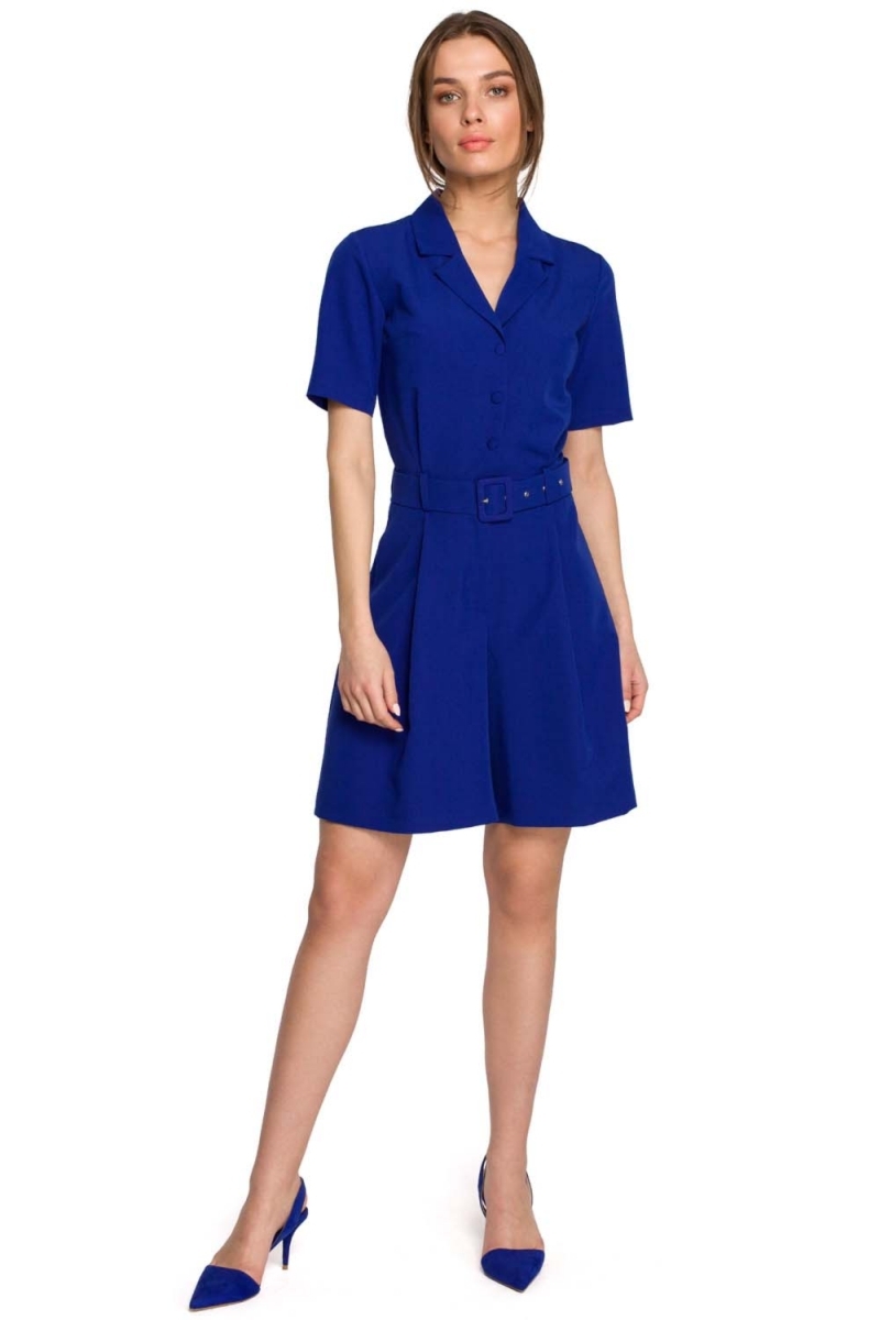 Kombinezon damski z krótkimi nogawkami - chabrowy - Rozmiar: XXL