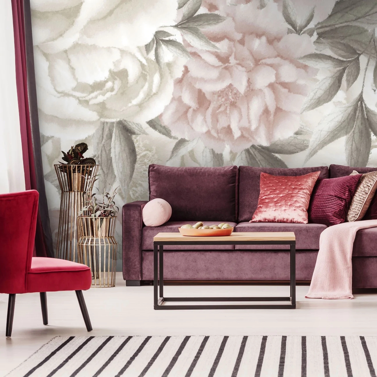 Tapeta Wall Art Peony Light Big - standaryzowane rolki