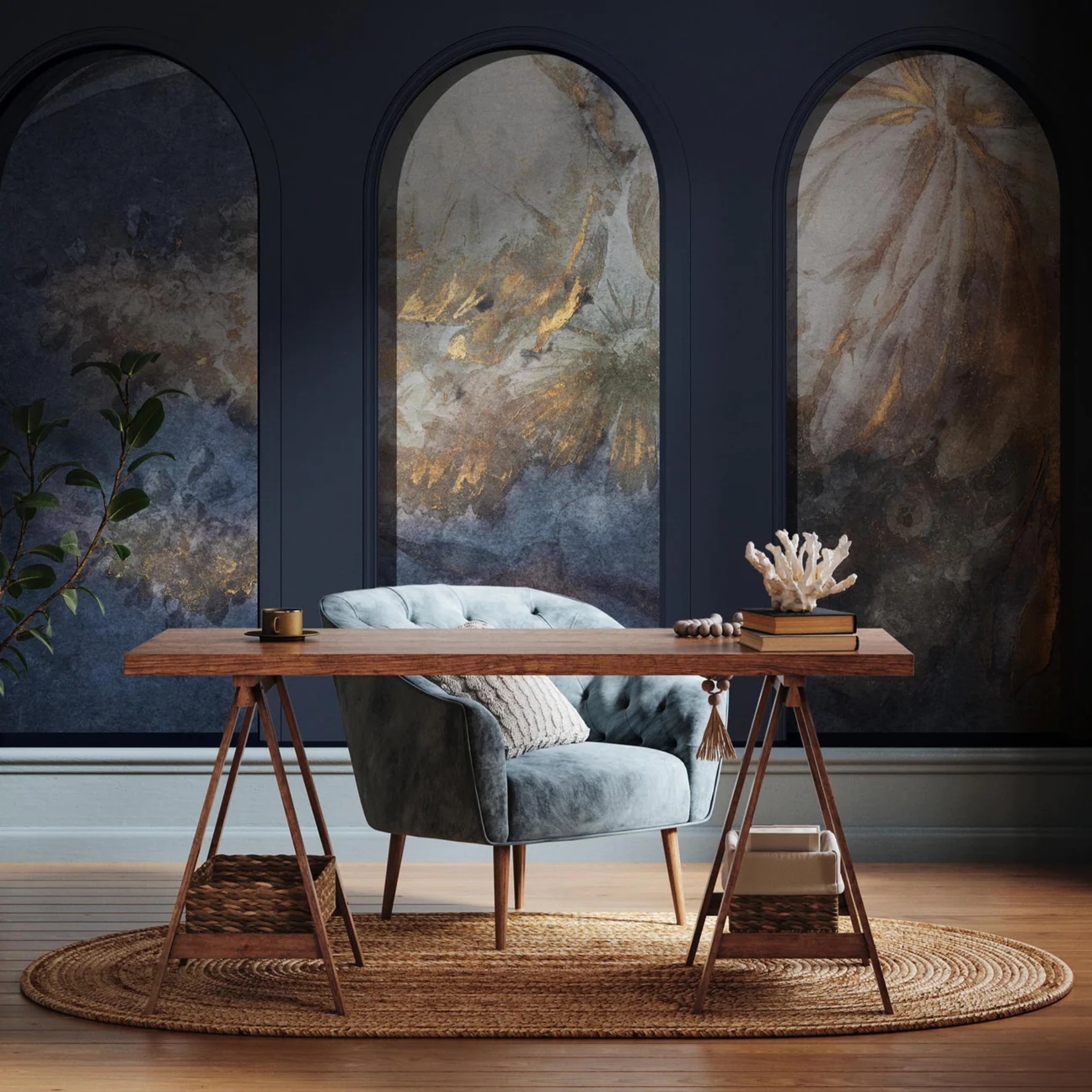 Tapeta Wall Art - Libra Graphite Harmony Blue