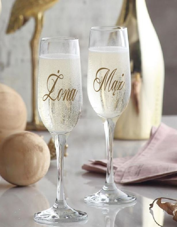 Naklejki na kieliszki Żona Mąż- 2 sztuki