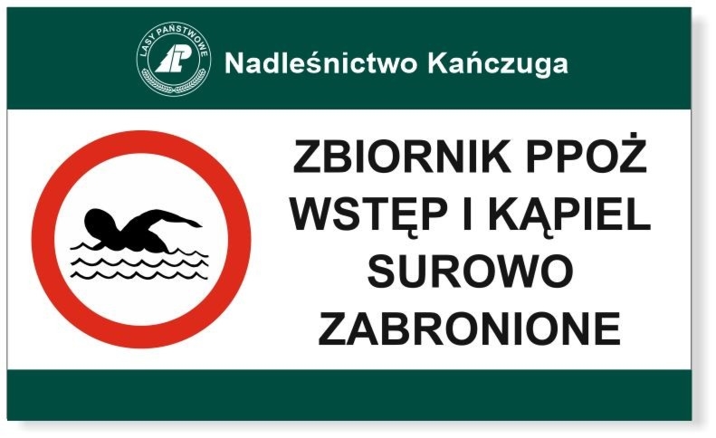 Tabliczka Zbiornik ppoż wstęp i kąpiel zabronione