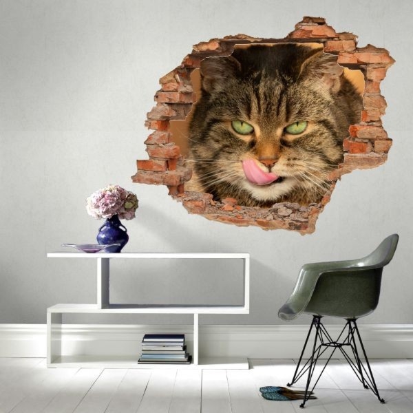 Naklejka dziura z kotem