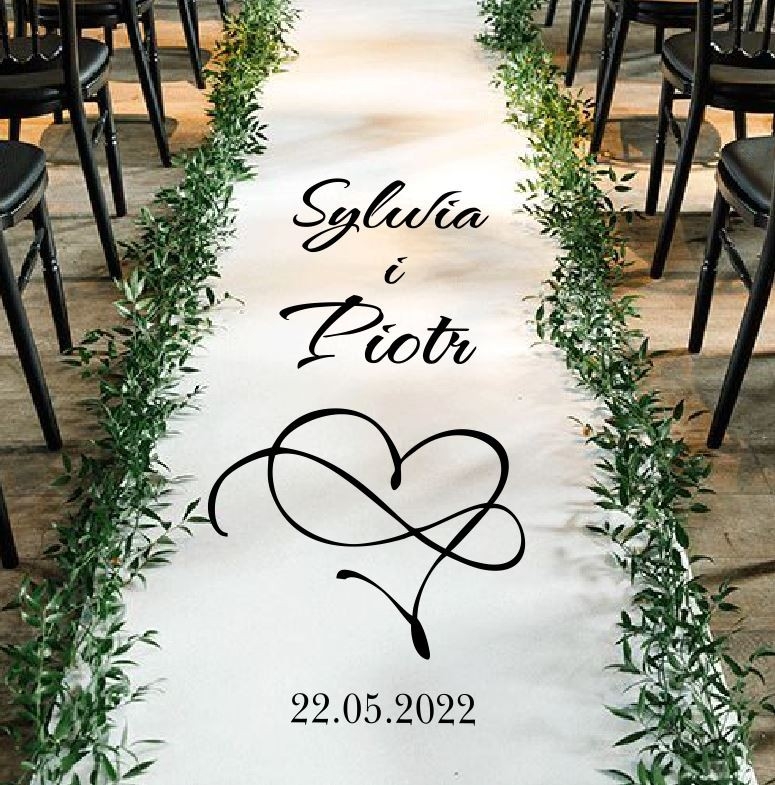 Naklejka ślubna: Imiona i dekoracyjne serce