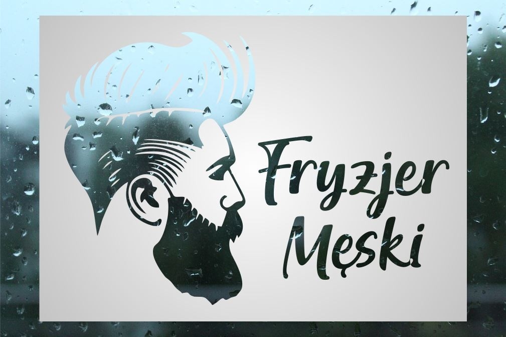 Naklejka mrożone szkło: fryzjer męski