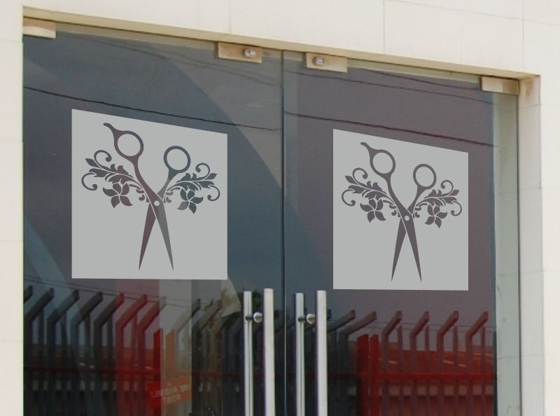 Naklejka fryzjerska fantazyjne nożyczki