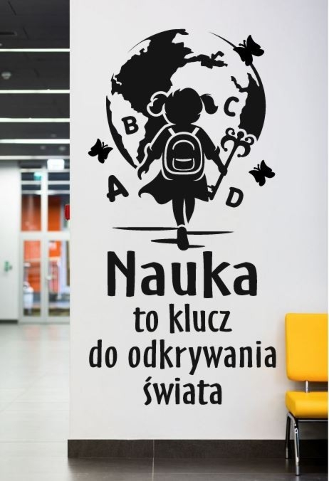 Nauka to klucz do odkrywania świata- naklejka na ścianę