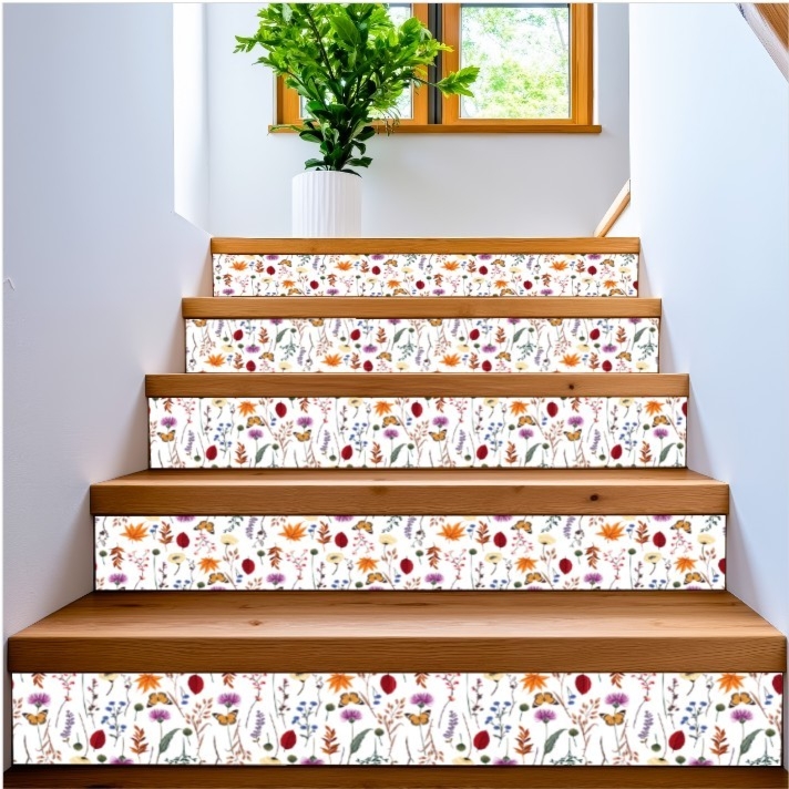 kwiaty polne 1 - ozdobna naklejka na schody