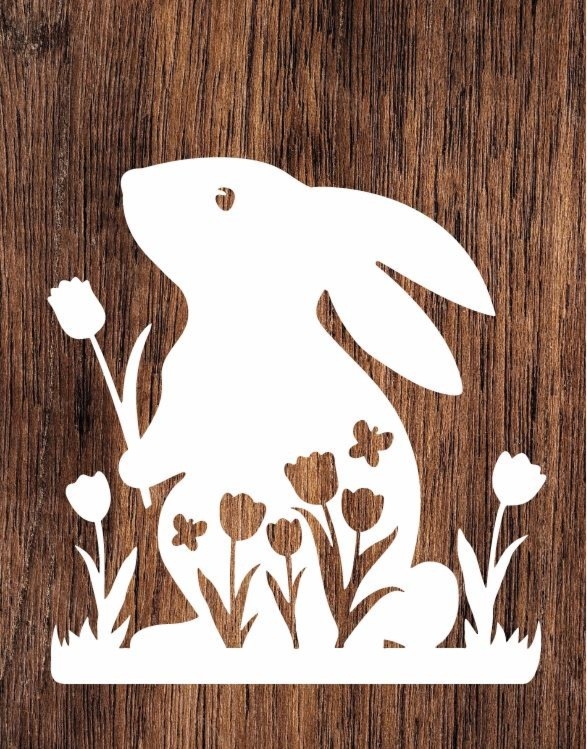 Zajączek z tulipanami z kartonu