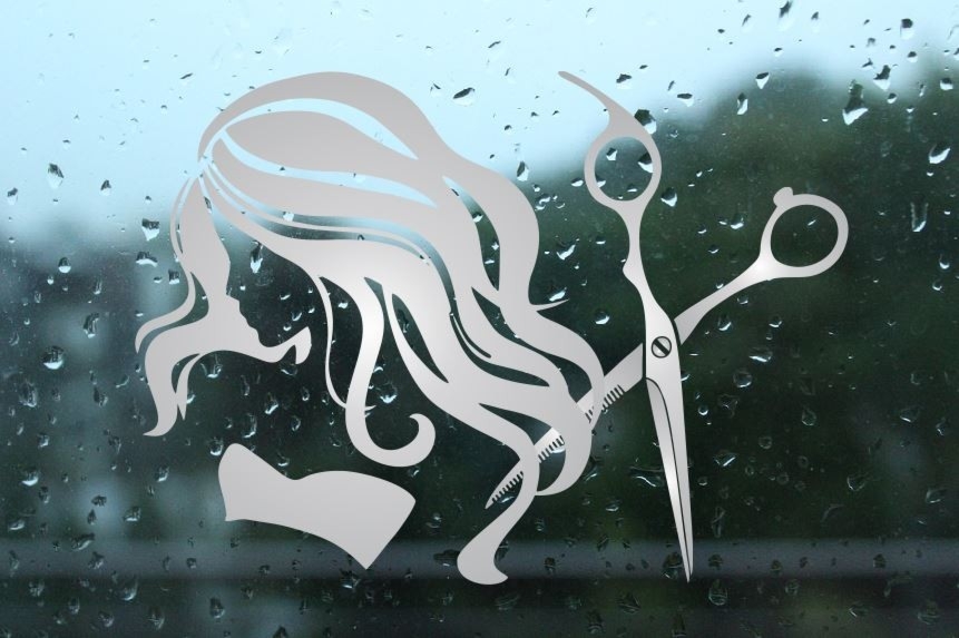 Naklejka fryzjerska mrożone szkło: nożyczki