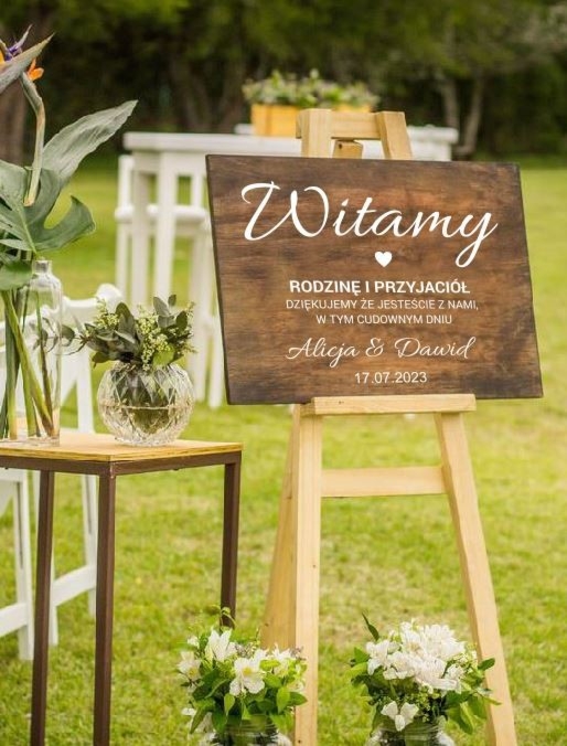 Naklejka ślubna witamy rodzinę i przyjaciół