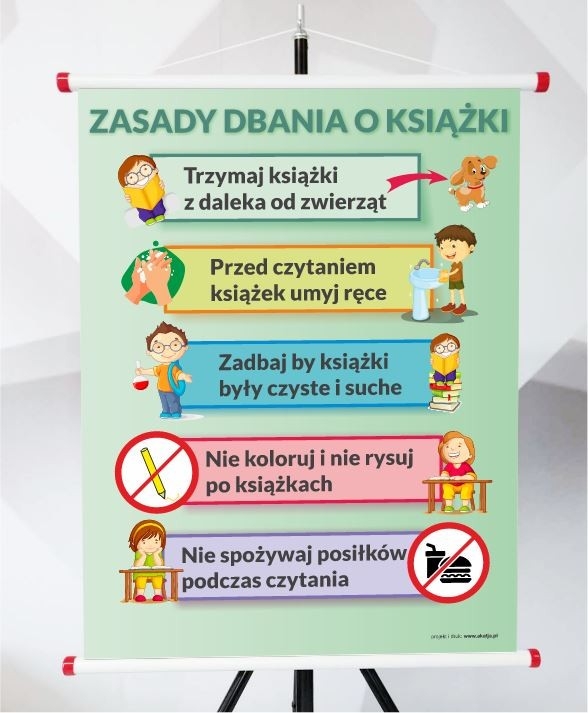 Plansza- Zasady dbania o książki