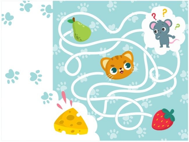 Naklejka na stolik - labirynt myszka i kotek