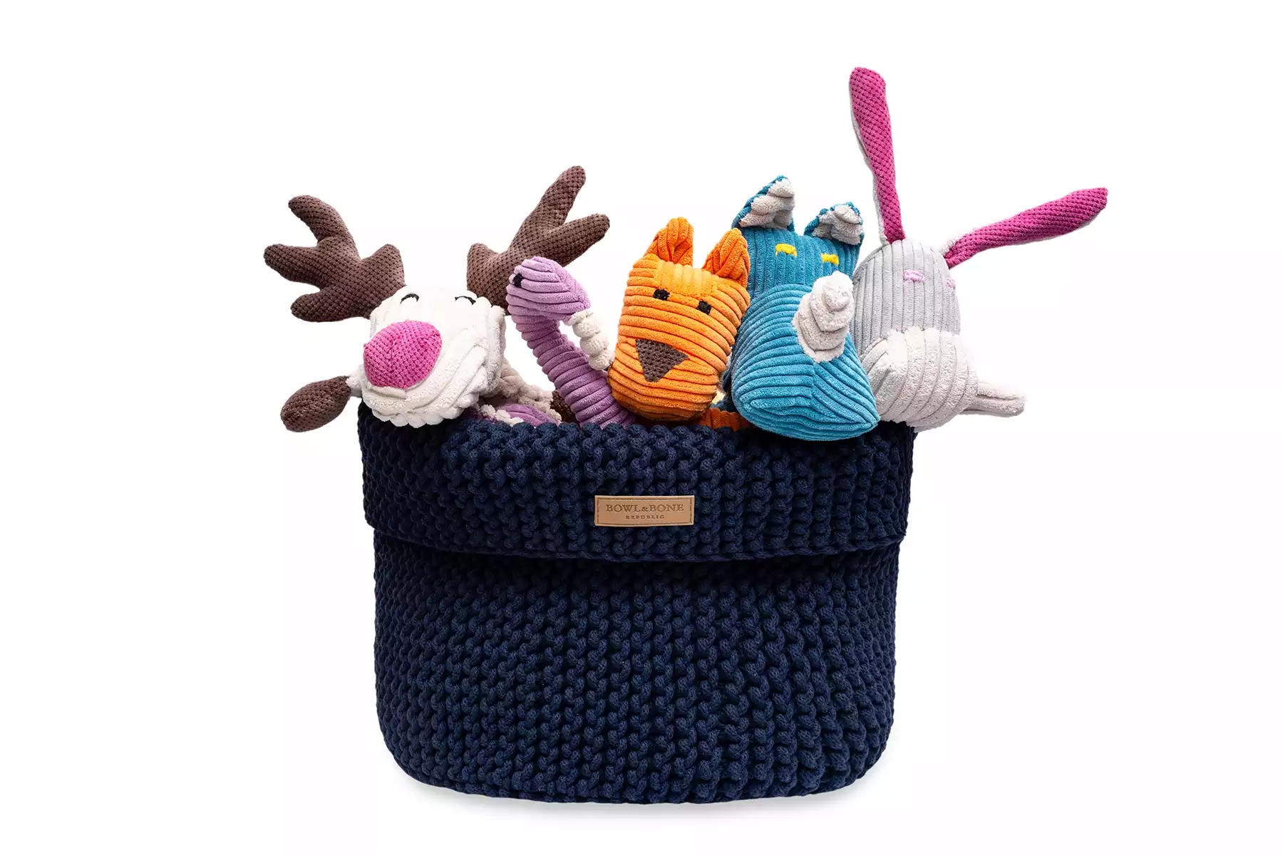 
			Kosz na zabawki COTTON granatowy - komplet kosz z 3 zabawkami (rabat 3%)
		