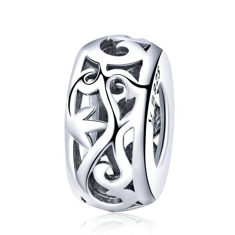 Srebrny charms w roślinny ażur koralik beads modułowy srebro 925