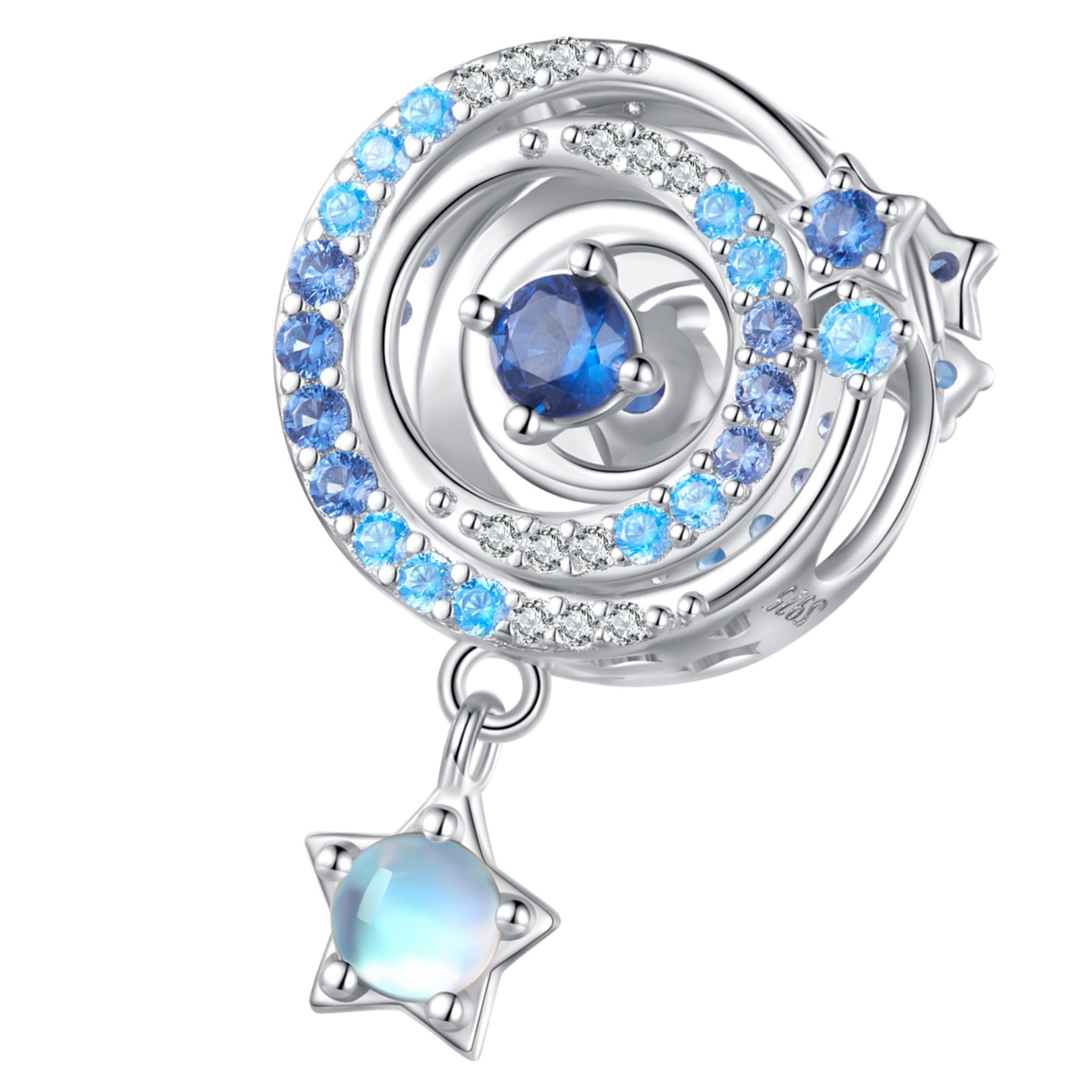 Galaktyka i gwiazdy srebrny charms z kryształkami koralik beads