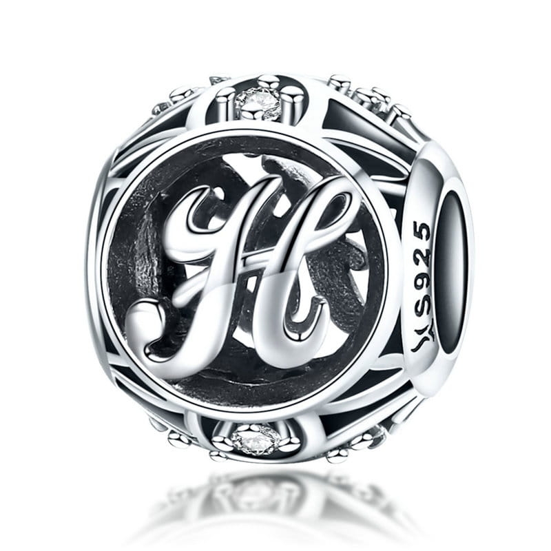 Literka H alfabet charms koralik srebro 925