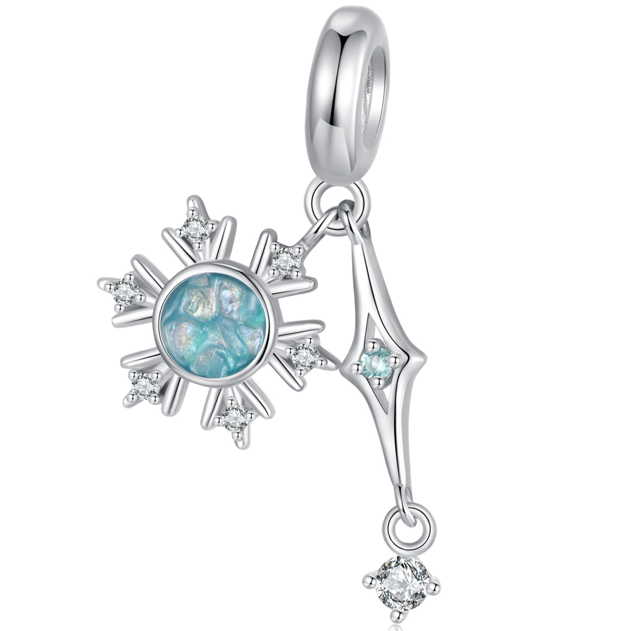 Srebrna zawieszka z płatkiem śniegu i gwiazdką srebro 925 beads koraliki