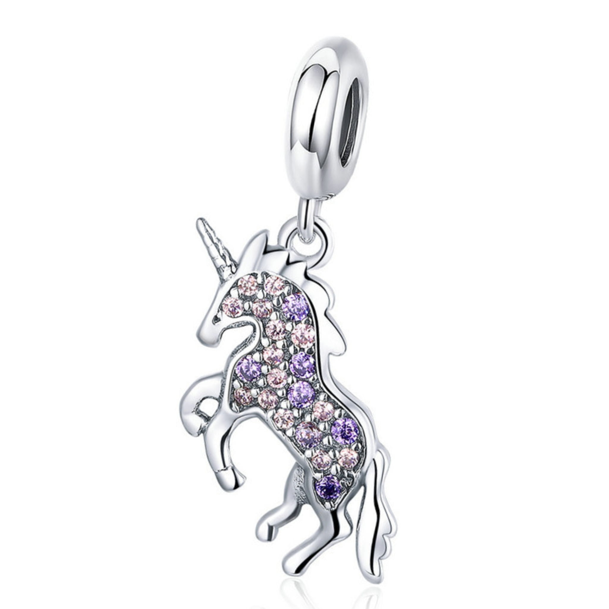 Srebrny charms kryształowy jednorożec zawieszka beads srebro 925