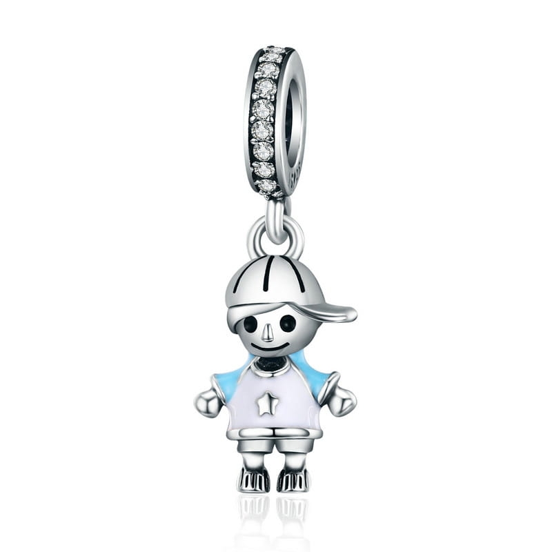 Srebrna zawieszka chłopiec w czapce charms koralik beads srebro 925